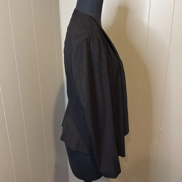 Zara Basic Collection Women’s Medium Jacket Wavy Flaps Faux Suede - Picture 3 of 5